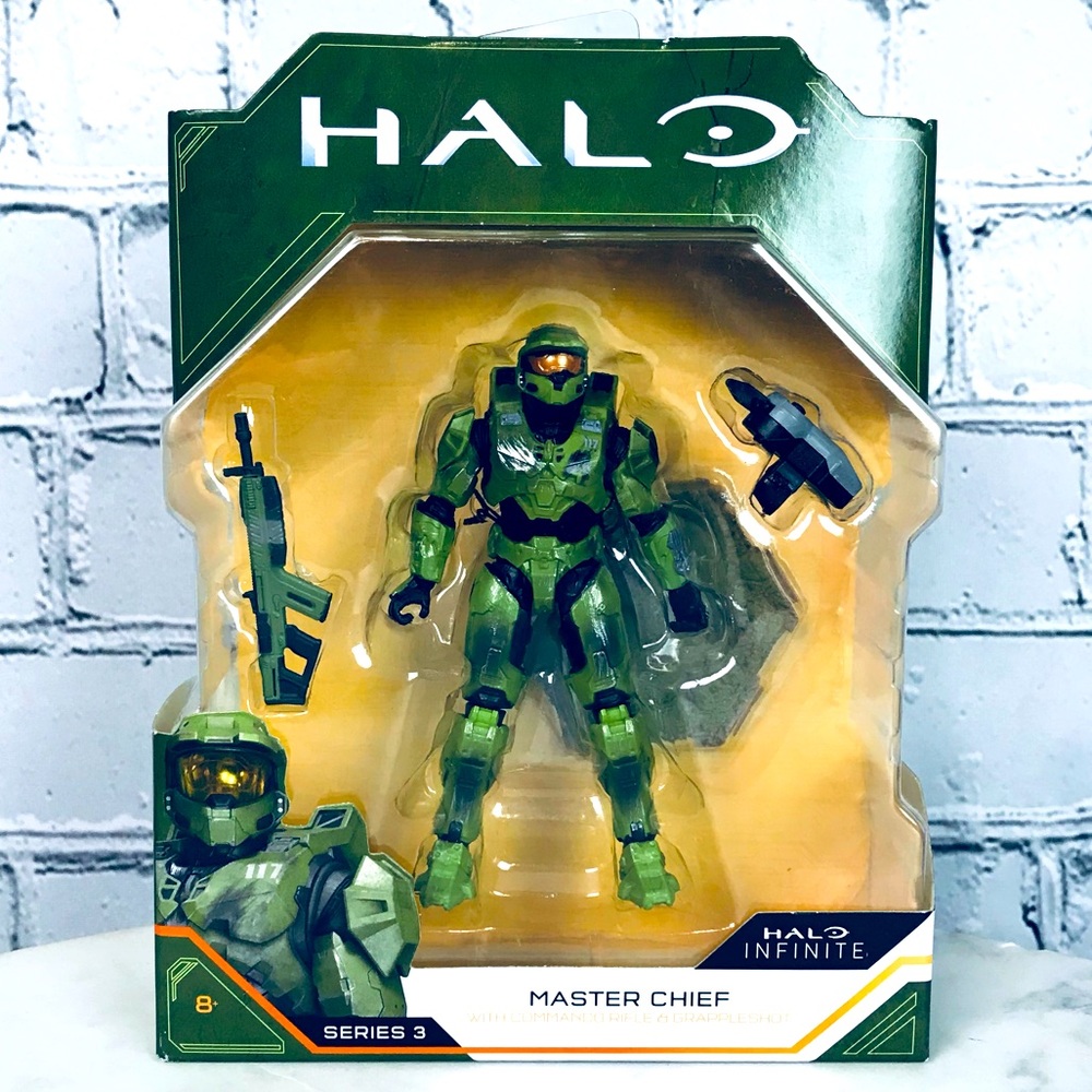 Halo Infinite Series 3 Master Chief Action Figure Commando Rifle & Grappleshot
